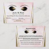 ピンクゴールドグリッターまつげ 紹介友達 アフターケア 紹介カード (正面/裏面)