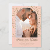 ピンクゴールドグリッターアーチドーム写真ウェディング セーブザデート (正面)