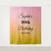 ピンクゴールドグリッター パーティー フォトブース 背景 タペストリー (正面)