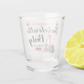 ピンクゴールドグリッター フラミンゴ ブライズメイドパーティー ショットグラス (裏面)