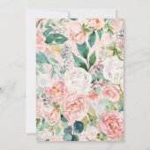 ピンクゴールドグリッター フローラル ブライダルシャワー 招待状 (裏面)