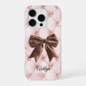 ピンクゴールドタフトブラウンボウ iPhoneケース (裏面)