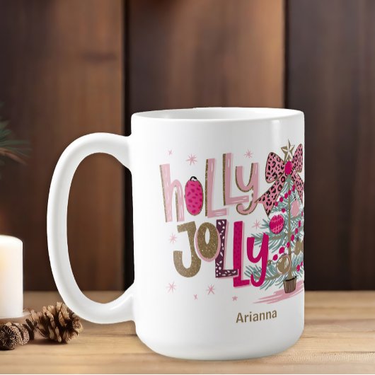 ピンクゴールドツリーホリデークリスマス コーヒーマグカップ