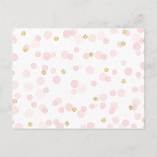 ピンクゴールドドットベイビーシャワーママクイズ インビテーションポストカード (裏面)