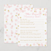 ピンクゴールドドットベビーシャワーママクイズ インビテーションポストカード (正面/裏面)