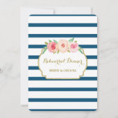 ピンクゴールドネイビーストライプ リハーサルディナー 招待状 (正面)
