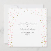 ピンクゴールドハートカスケーディング 予定変更 招待状 (裏面)