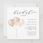 ピンクゴールドバルーンカリグラフィーブライダルシャワー 招待状 (正面)