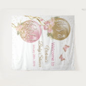 ピンクゴールドバルーンガールベビーシャワーXL背景 タペストリー (正面(横))