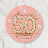 ピンクゴールドパール豪華な50歳の誕生日 フェイバータグ (正面)