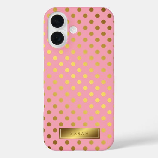 ピンクゴールドフェイクフォイル水玉模様パターン Case-Mate iPhoneケース (裏面)