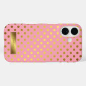 ピンクゴールドフェイクフォイル水玉模様パターン Case-Mate iPhoneケース (裏面 (横))