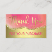 ピンクゴールドフォイルグリッターエーゲート購入ありがとう 名刺 (正面)