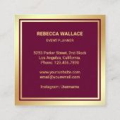 ピンクゴールドフォイルバルーンパーティーイベントプランナー スクエア名刺 (裏面)