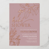 ピンクゴールドフォイルブライダルシャワー招待 箔招待状 (正面)