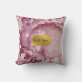 ピンクゴールドフォイル海の結晶の署名 クッション (正面)