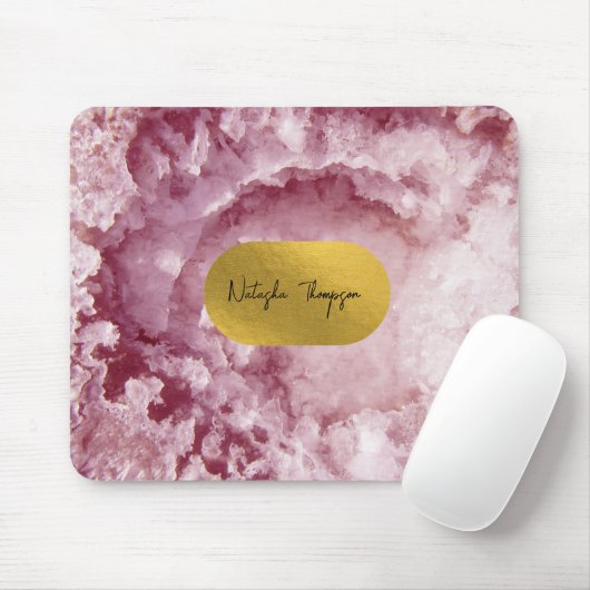 ピンクゴールドフォイル海の結晶の署名 マウスパッド (マウス)