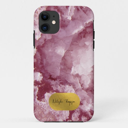 ピンクゴールドフォイル海の結晶の署名 Case-Mate iPhoneケース (裏面)