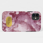 ピンクゴールドフォイル海の結晶の署名 Case-Mate iPhoneケース (裏面(横))