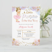 ピンクゴールドプリンセスベイビーシャワーの招待状 招待状 (スタンド正面)