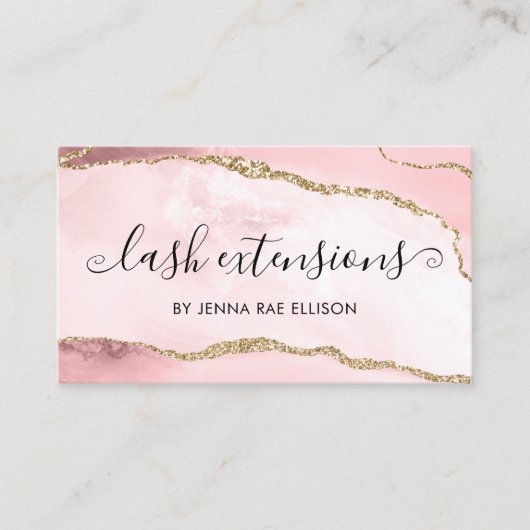 ピンクゴールドマーブルアゲートまつげケア説明書 名刺 (正面)