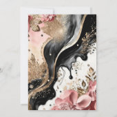 ピンクゴールドマーブル フローラル エレガント ウェディング 招待状 (裏面)