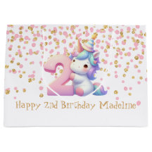 ピンクゴールドユニコーンのラメ 2歳の女の子の誕生日