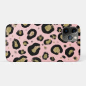 ピンクゴールドラメ ブラックヒョウ+チーター柄 Case-Mate iPhoneケース (裏面(横))