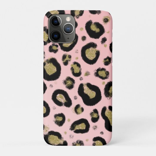 ピンクゴールドラメ ブラックヒョウ+チーター柄 Case-Mate iPhoneケース (裏)