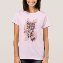 ピンクゴールド抽象的ヒョウ・チーターグラフィック Tシャツ