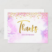 ピンクゴールド　ありがとう　スウィート16　ウォーターカラー　誕生日 ポストカード (正面/裏面)