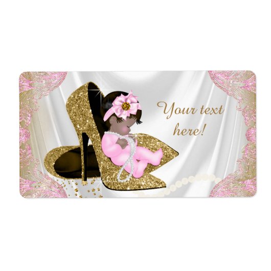 ピンクゴールド エスニック ベイビー シャワー ウォーター ボトル ラベル (正面)