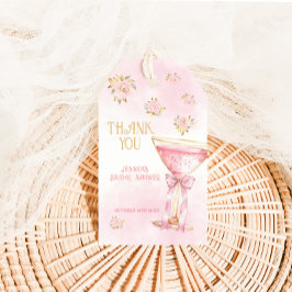ピンクゴールド エレガント フラワー ブライダル シャワー サンクス ギフトタグ