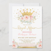 ピンクゴールド クラウンプリンセス 60歳誕生日パーティー 招待状 (正面)