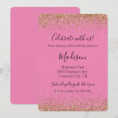 ピンクゴールド グラム ギラギラ スパークル グリッター 招待状 (正面/裏面)