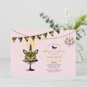 ピンクゴールド グリッター ユニコーン スウィート16 キンセアニェラ 12th 招待状 (スタンド正面)