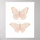 ピンクゴールド バタフライ 女の子の部屋 インテリア ポスター (正面)