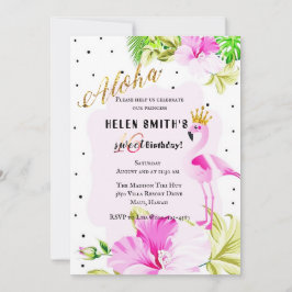 ピンクゴールド フラミンゴ プリンセス アロハ スイート16 招待状