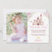 ピンクゴールド フローラル クラウン プリンセス 誕生日 ありがとうございます サンキューカード (正面)