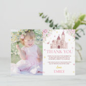 ピンクゴールド フローラル クラウン プリンセス 誕生日 ありがとうございます サンキューカード (スタンド正面)