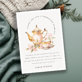 ピンクゴールド フローラル ティーセット ブライダルシャワー ティーパーティー サンキューカード