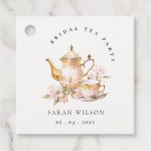 ピンクゴールド フローラル ティーセット ブライダルシャワー ティーパーティー フェイバータグ (正面)