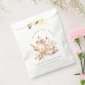 ピンクゴールド フローラル ティーセット ブライダルシャワー ティーパーティー フェイバーバッグ (封をした状態)