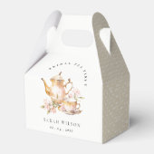 ピンクゴールド フローラル ティーセット ブライダルシャワー ティーパーティー フェイバーボックス (裏面サイド)