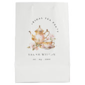 ピンクゴールド フローラル ティーセット ブライダルシャワー ティーパーティー ミディアムペーパーバッグ (裏面)