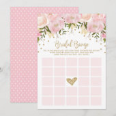 ピンクゴールド フローラル ブライダルシャワー ビンゴゲーム (正面/裏面)