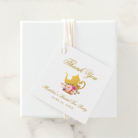 ピンクゴールド フローラル ブライダル シャワー ティーパーティー サンクス フェイバータグ (インサイチュ)