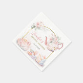 ピンクゴールド フローラル ブライダル シャワー ティーパーティー ペーパー スタンダードカクテルナプキン (角)