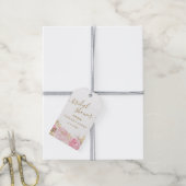 ピンクゴールド フローラル ローズ ウォーターカラー ブライダルシャワー ギフトタグ (より糸付き)