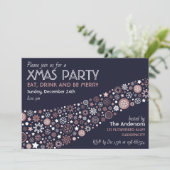 ピンクゴールド ホワイト ブルー ウィンター スノーフレーク クリスマス パーティー 招待状 (スタンド正面)